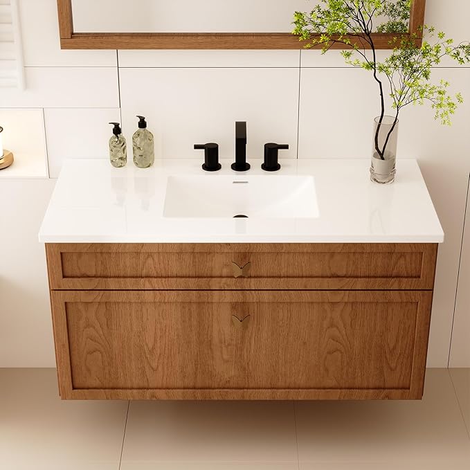 48 in. W x 22 in. D Single Sink Bathroom Vanity Top with Integrated Resin Basin, Stain-Resistant & Scratch-Resistant Bathroom Countertop, Without Matte Black Faucet & Pop up-Drain, White