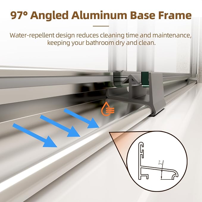 Royal Guard Double Sliding Shower Door,44-48" W x 70" H,Chrome | Shower Doors with 6mm Clear SGCC Tempered Glass,Bypass Shower Enclosure,Nano Coating Easy Clean&Waterproof&Adjustable Width