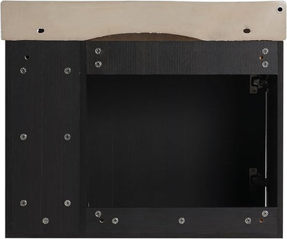 28" Wall-Mounted Bathroom Vanity with Ceramic Sink, 28 inch Floating Single Sink Vanity Cabinet Modern Brown 1-Door Design with Storage Shelf (Space-Saving for Small Bathrooms), Black