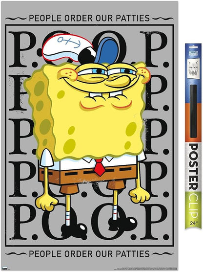 Trends International Nickelodeon Spongebob - P.O.O.P. Wall Poster, 34L x 22.4W, Premium Poster & Clip Bundle