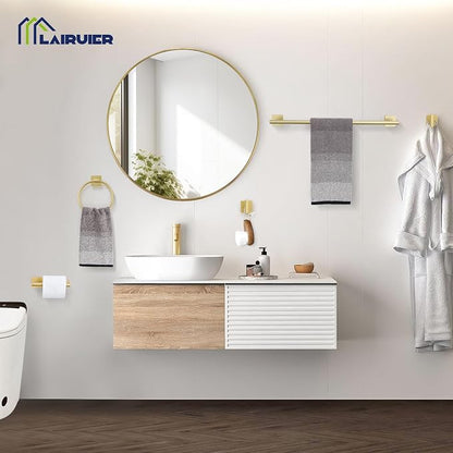 Lairuier 10-Piece Brushed Gold Bathroom Accessories, Towel Bar Set | Bathroom Hardware Set Includes SUS304 23.6" Towel Bar, Towel Ring, Toilet Paper Holder and Towel Hooks Wall Mounted