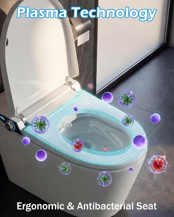 TOTTE Premium Smart Toilet with Bidet Built-in, 1000g MaP Flush Score, Foam Shield, ADA Comfort Height Heated Seat, Automatic Lid, Warm Air Dryer & Instant Warm Water, Tankless Toilet