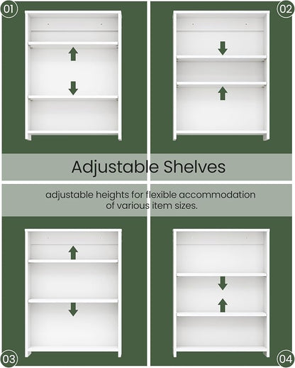 CHOEZON Bathroom Medicine Mirror Cabinet, 21.7'' x 27.6'', Wall-Mounted Bathroom Vanity with Mirror, Bathroom Medicine Cabinet with Storage Function, Hanging Storage Cabinet, Adjustable Shelves, White