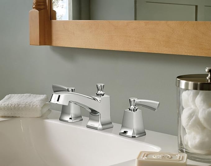 Moen Conway Chrome Two Handle Widespread Bathroom Sink Faucet with Valve Included, 84926