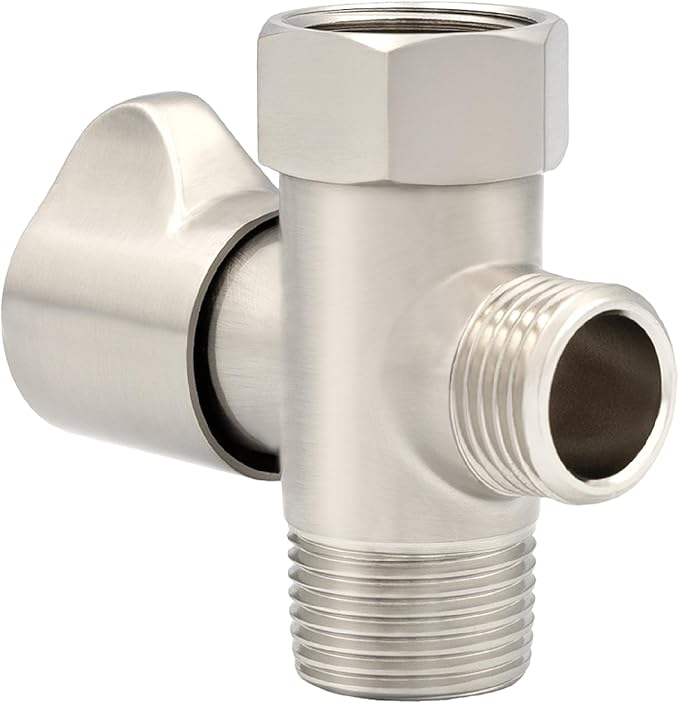 LUXE Bidet 7/8" x 7/8" x 1/2" Shut-Off Valve T-Adapter for Bidets, Compatible with NEO Series Bidet Attachments (Winged, Nickel Finish)