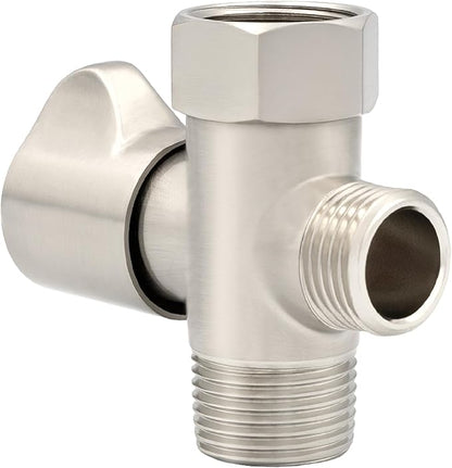 LUXE Bidet 7/8" x 7/8" x 1/2" Shut-Off Valve T-Adapter for Bidets, Compatible with NEO Series Bidet Attachments (Winged, Nickel Finish)