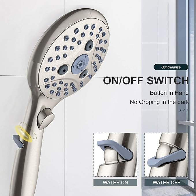 SunCleanse Shower System, Bathroom Rainfall Shower Faucet Set Complete with 7-Setting Handheld Shower Head Combo, Included Rough in Valve and Trim Kit, Brushed Nickel