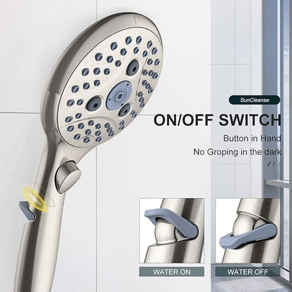 SunCleanse Shower System, Bathroom Rainfall Shower Faucet Set Complete with 7-Setting Handheld Shower Head Combo, Included Rough in Valve and Trim Kit, Brushed Nickel