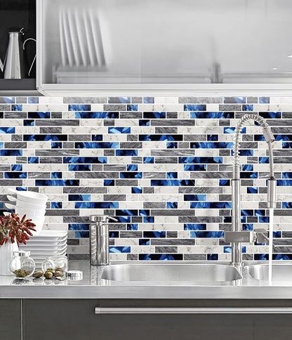 STICKGOO Thicker Design Peel and Stick Tile Backsplash, 12”×12”Stick on Backsplash for Kitchen, Self Adhesive Tile Stickers for Kitchen Backsplash and Bathroom(10 Sheets, Deep Blue)