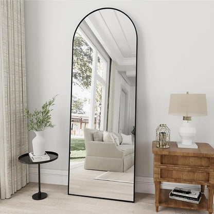 Dewfig Arched Full Length Mirror, 57"X20" Large Full Body Mirror, Black | Aluminum Alloy Frame Floor Mirror, HD Shatterproof Tempered Glass, Lean/Stand/Wall for Living Room,Bedroom, Dressing Room