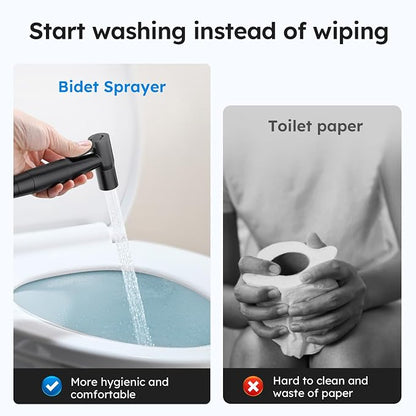 Arofa Black Handheld Bidet Sprayer, Bidet Attachment for Toilet, 3 Pack | Muslim Shower Toilet, Leak-Free Bidet Hose, Tank or Wall Mount, Feminine/Baby Wash, Cloth Diaper Rinse, Easy Installation