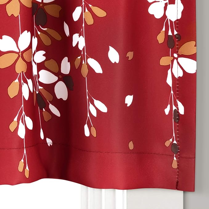 Lush Decor Valance Weeping Flower Light Filtering Window Curtain, Red