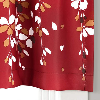 Lush Decor Valance Weeping Flower Light Filtering Window Curtain, Red