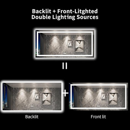 LOAAO 84"X40" LED Bathroom Mirror with Lights, UL Listed | Anti-Fog, Dimmable, 3 Color Temperature, Backlit + Front Lit, Memory Function, Tempered Glass