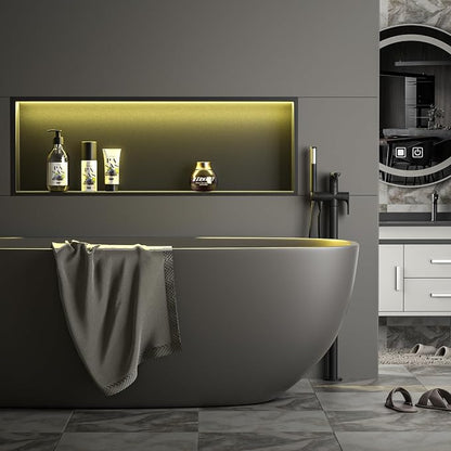 Stainless Led Shower Niche 36"x12" Black RGB Light No Tile Needed | 304 stainless steel shower niche,recessed niche shower,Led driver & remote control included,dimmable,bathroom shower storage