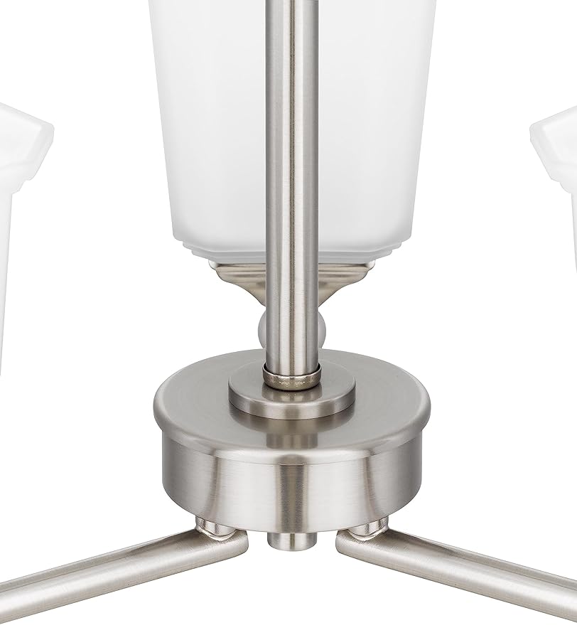 Nox 3-Light Chandelier Pendant Ceiling Light Brushed Nickle White Glass Shade Adjustable Height for Hallway, Entryway, Passway, Dining, Bedroom, Kitchen, Balcony Living Room