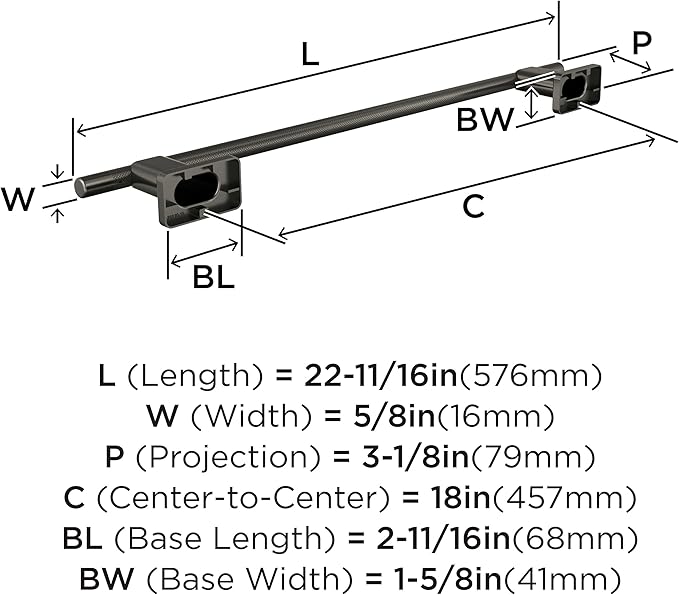 Amerock Bronx Gunmetal 18 inch (457mm) Towel Bar, BH26614GM