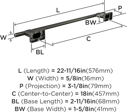 Amerock Bronx Gunmetal 18 inch (457mm) Towel Bar, BH26614GM