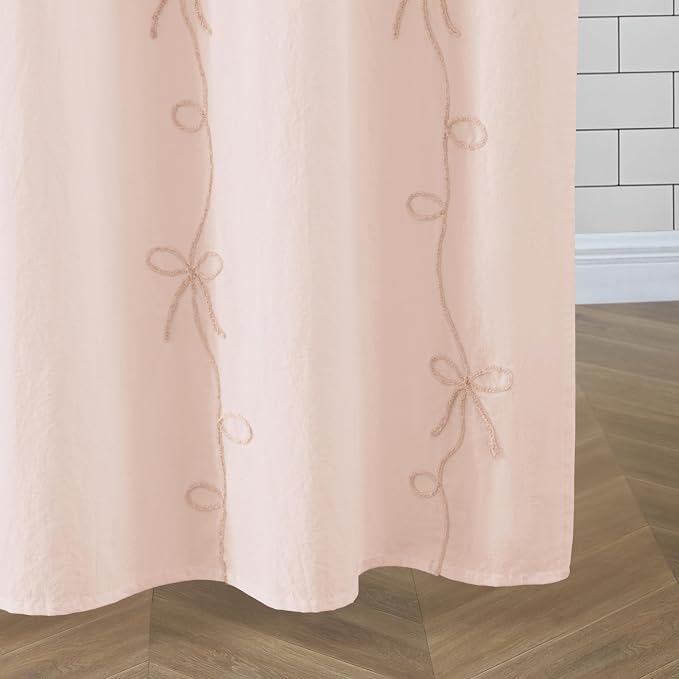 Peri Home 100% Cotton Fabric Shower Curtain for Bathroom, 72 x 72 inches, Blush Sasha Bows | Cotton Fabric, Bathroom