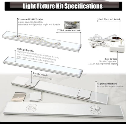LED Vanity Light for Mirror, Bright/RA90/6000K/Dimming Makeup Lights, 12V/16W Lighting for Mirror, Lighting for Makeup Vanity Table & Bathroom Mirror
