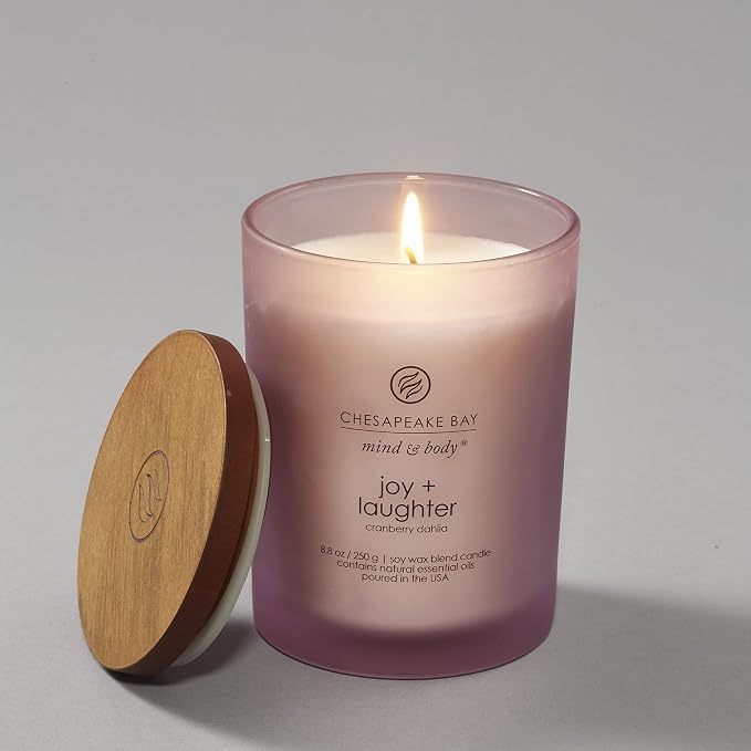 Chesapeake Bay Candle Medium Jar Candles | Joy + Laughter (Cranberry Dahlia) and Confidence + Freedom (Oak Moss Amber) 2 Count Home Décor