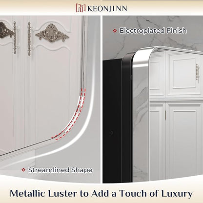 Keonjinn Chrome Medicine Cabinet Mirror 16 x 24 Inch, Recessed Medicine Cabinet for Bathroom, Elegant Stainless Steel Framed, Stepless Adjustable Shelves, in Wall or Surface Mount, Soft Closing