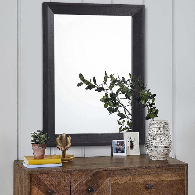 AAZZKANG Black Mirrors for Wall Rectangle Wood Framed Large 26"x18" Decorative Wall Mirror for Bedroom Bathroom Living Room Dressing Room Entryway