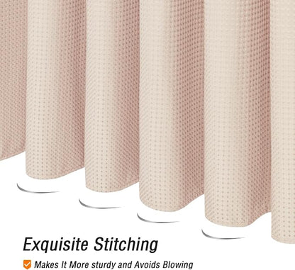 Small Stall Blush Pink Fabric Shower Curtain, 36 x 72 | Narrow Half Cloth-Textured Shower Curtain for Bathroom, Water Repellent, Machine Washable