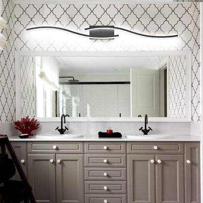 PRESDE 48 Inch Bathroom Light Fixtures Black Vanity Light Bar LED Modern Bath Wall Lighting Over Mirror Dimmable