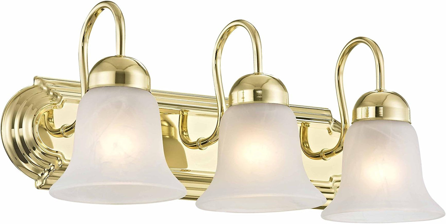 Livex Lighting 1073-02 Riviera 3-Light Bath Light, Polished Brass, 18 x 8 x 8