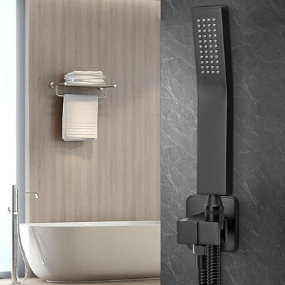 NearMoon HandHeld Shower Head, Luxury High Pressure Shower Kit with Wall Connector and Hose Set, for Bathroom Showering System Contemporary Square Style (Matte Black)