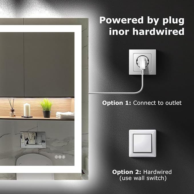 Hivone 40"X36" LED Bathroom Mirror with Lights, Anti-Fog, Dimmable, Backlit + Front Lit, Smart Bathroom Vanity Mirror, Memory Function, Shatterproof, Tempered Glass (Horizontal/Vertical)