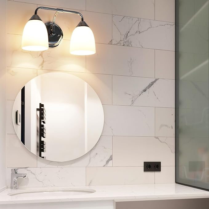 Chrome 2-Light Traditional Bathroom Vanity Light Fixtures Over Mirror, Modern Vanity Lights for Living Room, Standard E26 Base, Chrome
