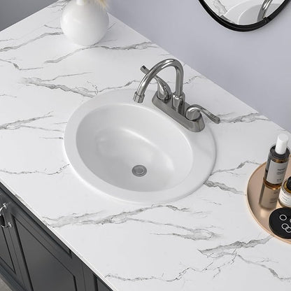 Lordear 20 Inch Drop In Bathroom Sink White Porcelain 20x19 inch Ceramic Vitreous Above Counter Vanity Lavatory Sink with 3 Vessel Style Basin