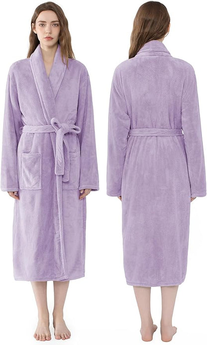Soft Robe For Women，Warm Plush Bath Robes Female，Spa Towel After Shower Lightweight Long Bathrobe