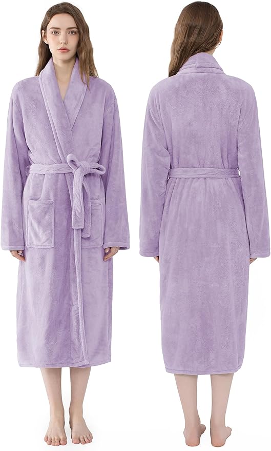 Soft Robe For Women，Warm Plush Bath Robes Female，Spa Towel After Shower Lightweight Long Bathrobe