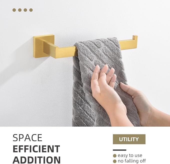 Angle Simple Towel Holder Brushed Dark Gold, Bathroom Towel Rack 10.24-Inch | Deep Gold Tone, SUS304 Stainless Steel, Open Arm Dishcloth Washcloth Hanger Bar for Kitchen Shower Vanity Sink