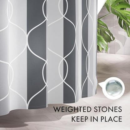 AmazerBath Shower Curtain Grey-Purple, Geometric Multi Color Block Cloth Shower Curtain Sets with 12 Shower Curtain Hooks, Washable Farmhouse Fabric Polyester Bathroom Shower Curtains, 72x72 Inches