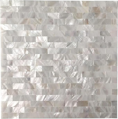 Art3d Mother of Pearl Backsplash Shell Mosaic Tile for Kitchen Shower Tub Sink Bathroom Tile 12" X 12" Pack of 6(White)