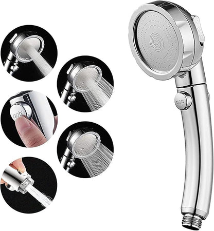 3-Setting Detachable Shower Head, Chrome Finish | High Pressure Water Saving, ON/OFF Switch, 3 Spray Modes, Interface G1/2 (0.8 inches)