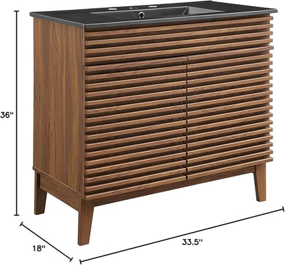 Modway Render 36" Bathroom Vanity in Walnut Black