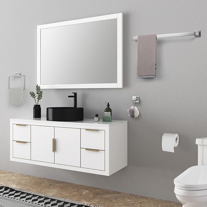 Cilee 15-Pieces Polished Chrome Bathroom Hardware Set, 24 in Towel Bar Set | Towel Bar, Square Towel Ring Toilet Paper Holder Towel Hook, Bathroom Accessories Wall-Mounted Stainless Steel Towel Rack Set