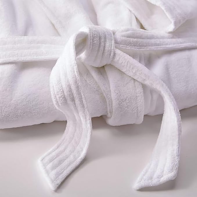 MONARCH Terry Velour Bathrobe - Luxury 100% Cotton Hotel Spa Robe - Plush, Absorbent, Machine Washable - Shawl Collar, One Size