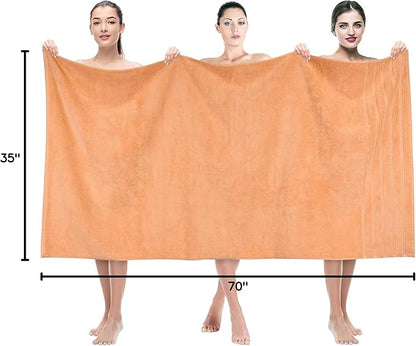 American Soft Linen 35x70 Jumbo Large Bath Towel, 600 GSM 100% Cotton Turkish Bath Sheet, Oversized Luxury Bath Towel for Bathroom Beach and Pool, Malibu Peach
