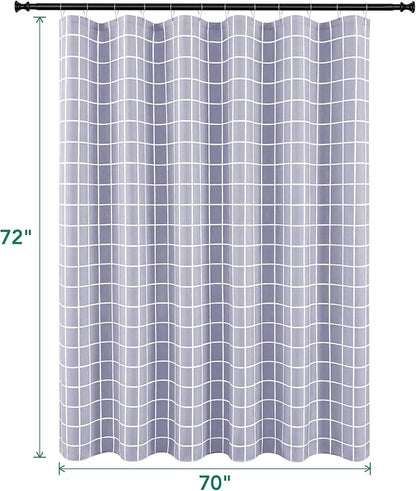 Fabric Shower Curtains for Bathroom-Cloth Modern Farmhouse Shower Curtain | 70"Wx72"L Lavender Faux Linen Grid Minimalist Simple Neutral Guest Bathroom Decor-Textured Geometric Plaid Machine Washable