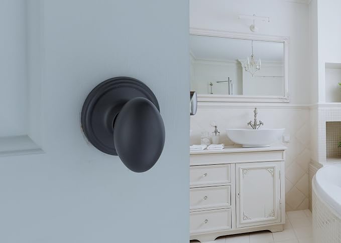 Copper Creek EK2020BC Egg Door Knob, Passage Function, 1 Pack, in Black