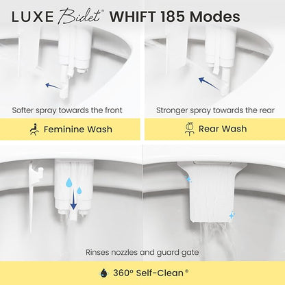 LUXE Bidet WHIFT 185 Bidet - Deodorizing EZ-Lift Bidet Attachment, Chrome | Non-Electric, Built-In Deodorizing Spray, Cold Water, Lemon Refill Included, Easy Slide-In Install, Rear & Feminine Wash