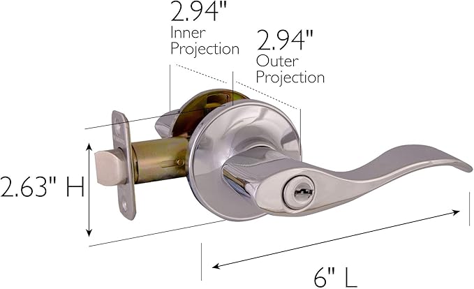 Design House Springdale Polished Chrome Door Handle - Privacy Door Levers for Bedrooms and Bathrooms, Interior Door Handles, 779009