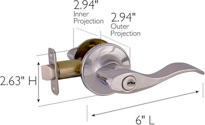Design House Springdale Polished Chrome Door Handle - Privacy Door Levers for Bedrooms and Bathrooms, Interior Door Handles, 779009