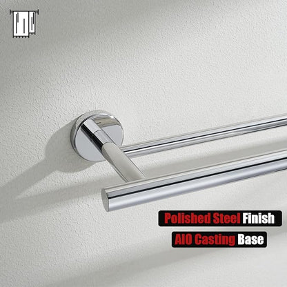 JQK Chrome Towel Bar, 24 Inch 304 Stainless Steel Thicken 0.8mm Double Bath Towel Rack for Bathroom, Towel Holder Polished Chrome Wall Mount, Total Length 27.16 Inch, TB100L24-CH